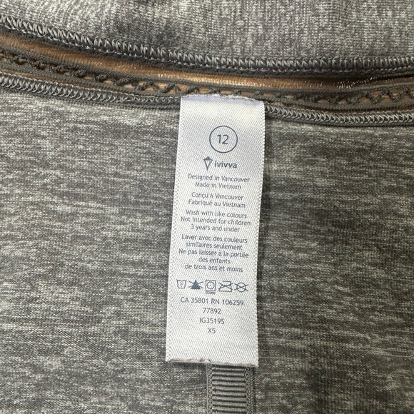 Ivivva For Lululemon Grey Knotted Front Long Sleeve Cardigan Size 12 - Picture 4 of 6